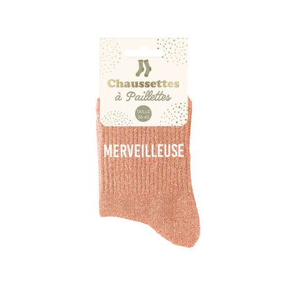 Chaussettes à paillettes humoristiques: Merveilleuse