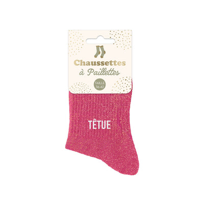 Chaussettes à paillettes humoristiques: Têtue