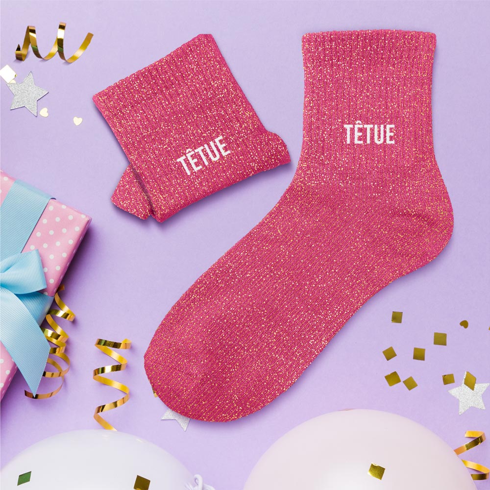 Chaussettes à paillettes humoristiques: Têtue