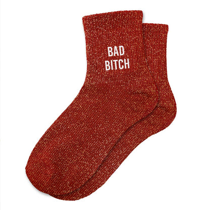 Chaussettes à paillettes humoristiques: Bad bitch