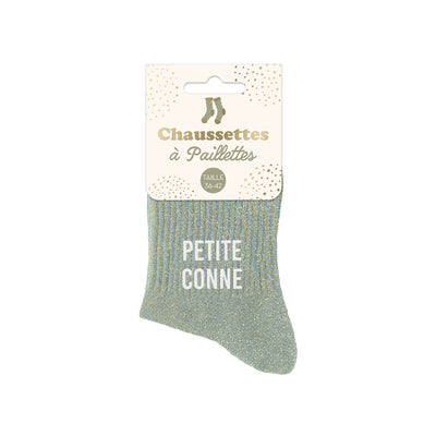 Chaussettes à paillettes humoristiques: Petite conne