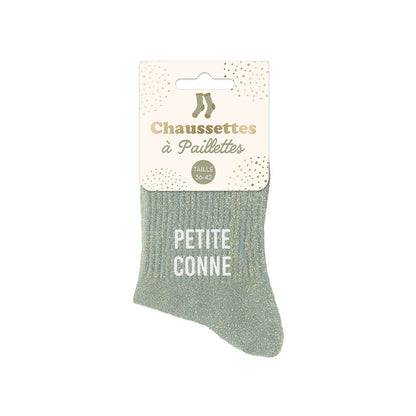 Chaussettes à paillettes humoristiques: Petite conne