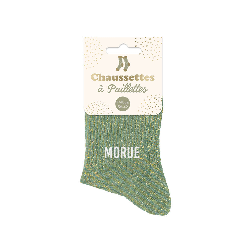 Chaussettes à paillettes humoristiques: Morue