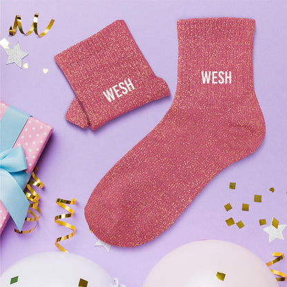 Chaussettes à paillettes humoristiques: Wesh