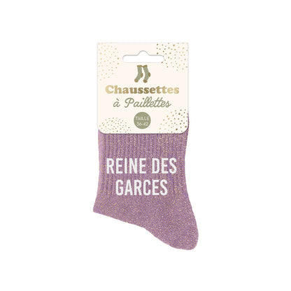 Chaussettes à paillettes humoristiques: Reine des garces