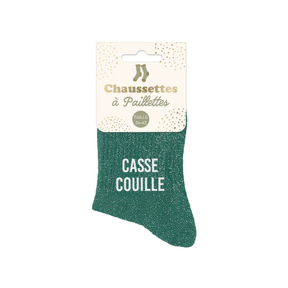 Chaussettes à paillettes humoristiques: Casse couille