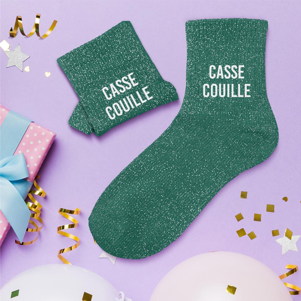 Chaussettes à paillettes humoristiques: Casse couille