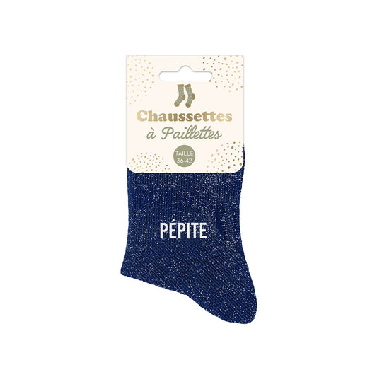 Chaussettes à paillettes humoristiques: Pépite