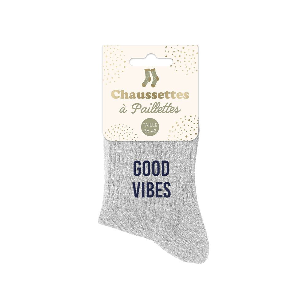 Chaussettes à paillettes humoristiques: Good vibes