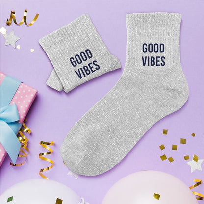 Chaussettes à paillettes humoristiques: Good vibes