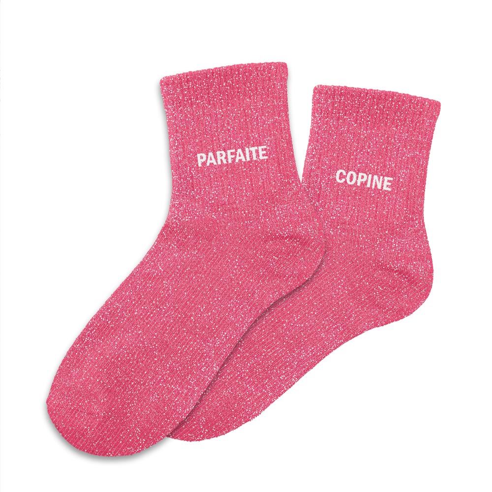 Chaussettes à paillettes humoristiques: Copine / Parfaite