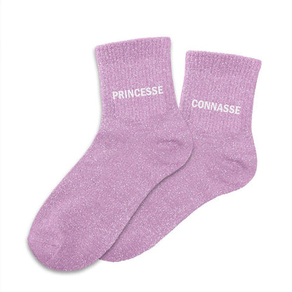 Chaussettes à paillettes humoristiques: Princesse / Connasse