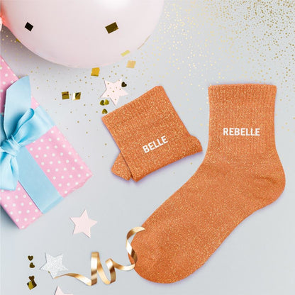 Chaussettes à paillettes humoristiques: Belle / Rebelle