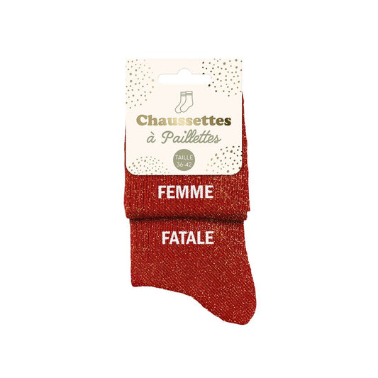 Chaussettes à paillettes humoristiques: Femme / Fatale