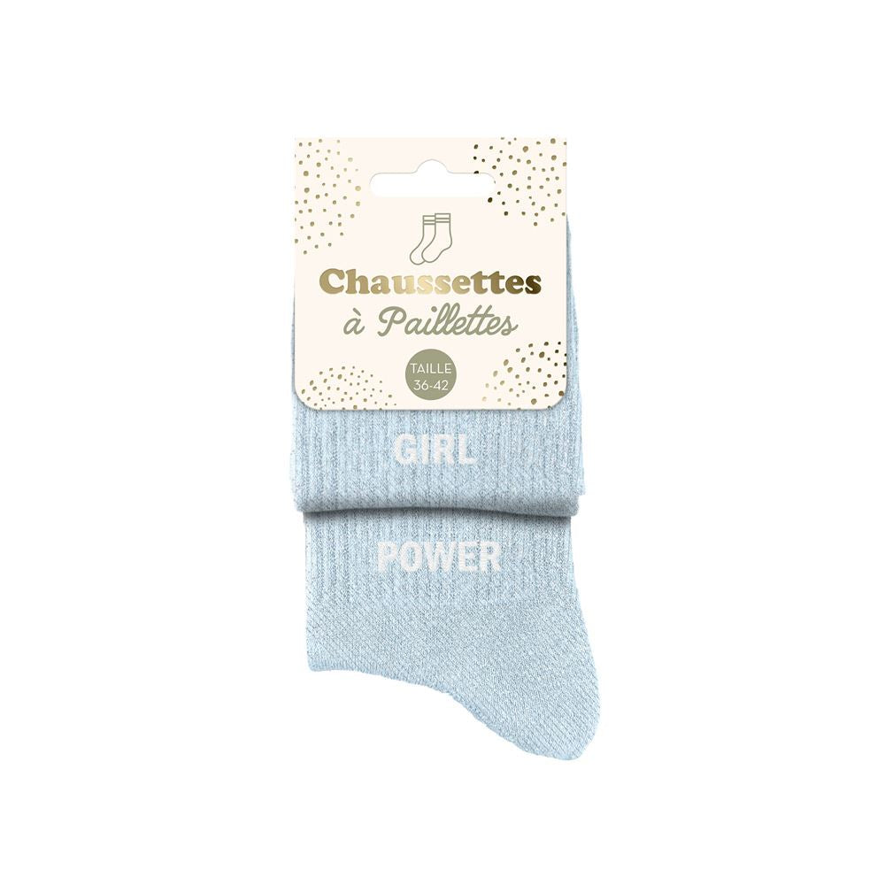 Chaussettes à paillettes humoristiques: Girl / Power