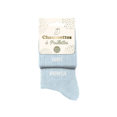 Chaussettes à paillettes humoristiques: Girl / Power