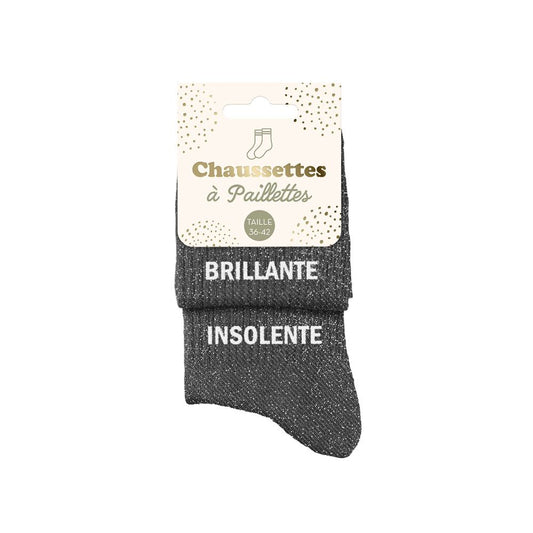 Chaussettes à paillettes humoristiques: Brillante / Insolente