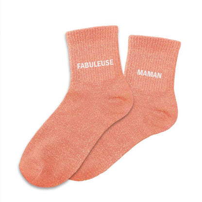 Chaussettes à paillettes humoristiques: Fabuleuse / Maman