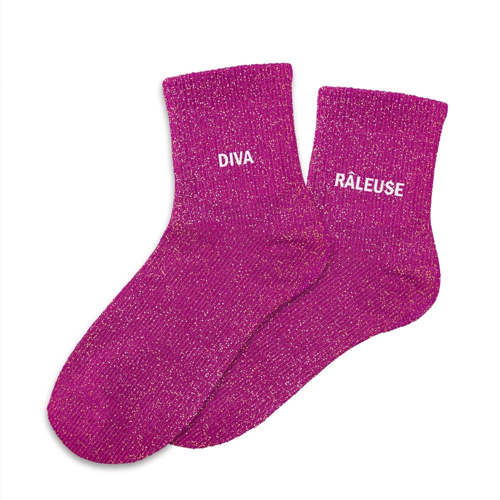 Chaussettes à paillettes humoristiques: Diva / Râleuse