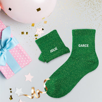 Chaussettes à paillettes humoristiques: Jolie / Garce