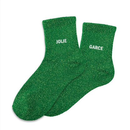 Chaussettes à paillettes humoristiques: Jolie / Garce