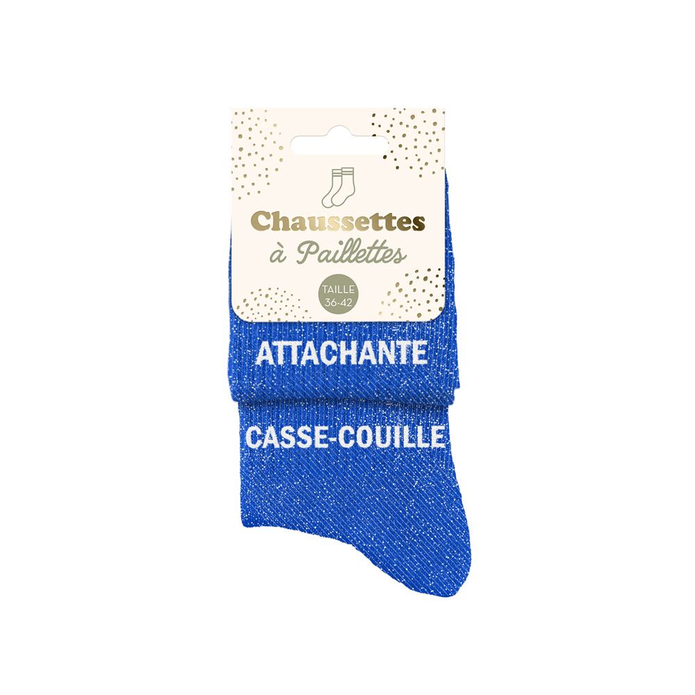 Chaussettes à paillettes humoristiques: Attachante / Casse-couille