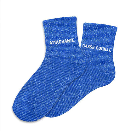 Chaussettes à paillettes humoristiques: Attachante / Casse-couille