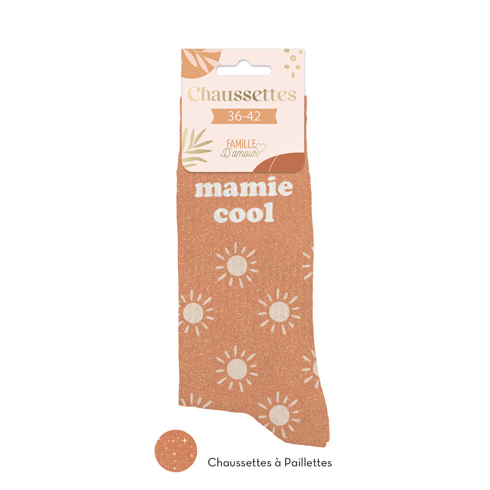 Chaussettes à paillettes humoristiques: Mamie cool