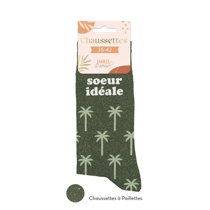 Chaussettes à paillettes humoristiques: Soeur idéale