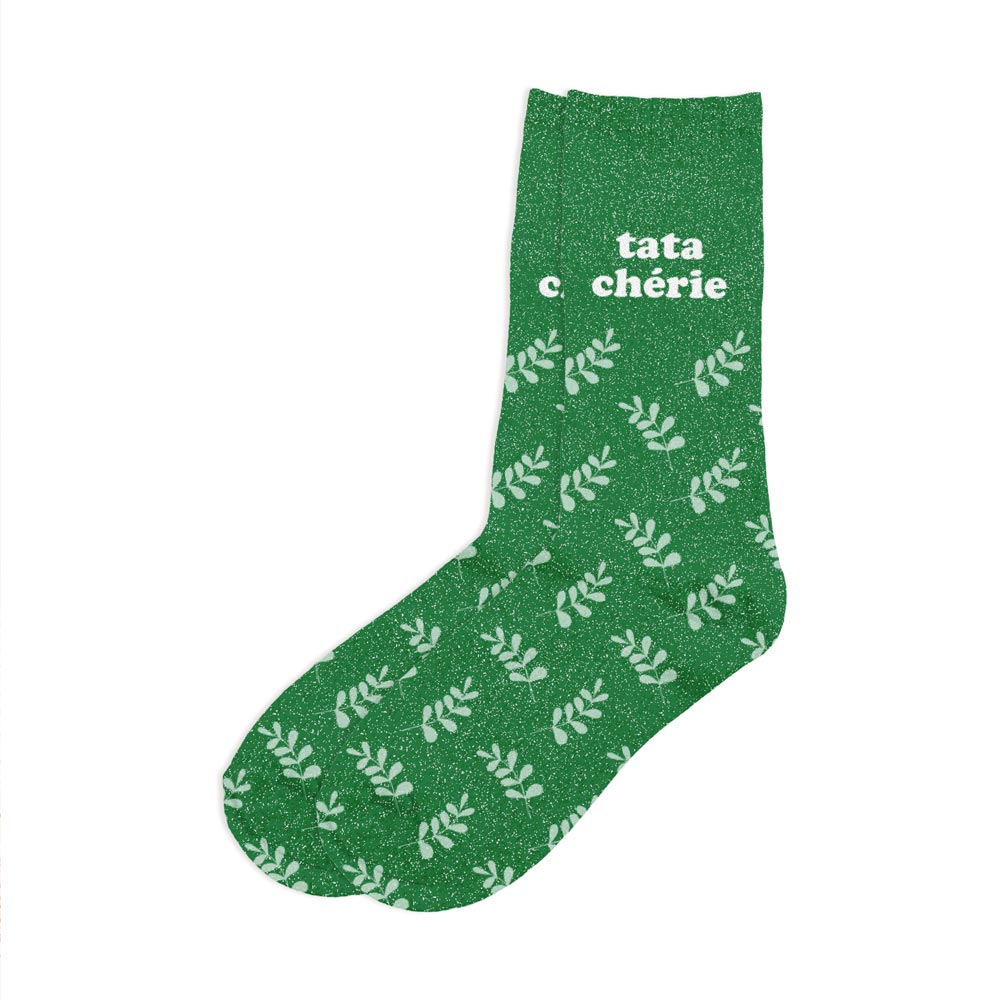 Chaussettes à paillettes humoristiques: Tata chérie