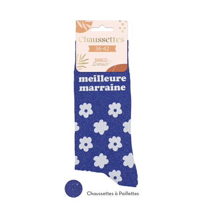 Chaussettes à paillettes humoristiques: Meilleure marraine