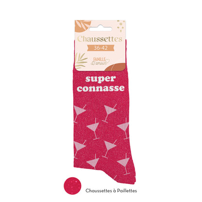 Chaussettes à paillettes humoristiques: Super connasse