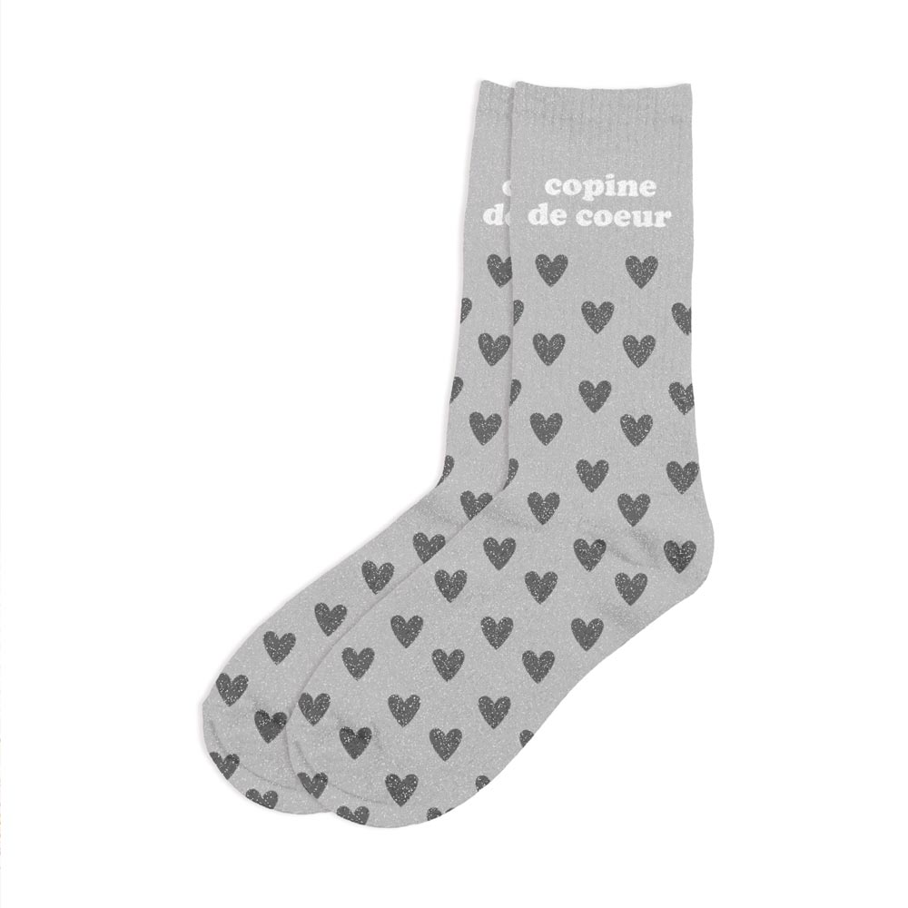 Chaussettes à paillettes humoristiques: Copine de coeur