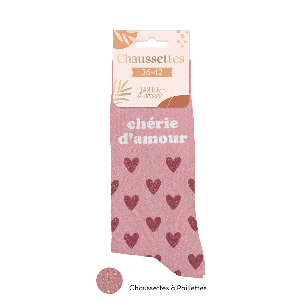 Chaussettes à paillettes humoristiques: Chérie d'amour