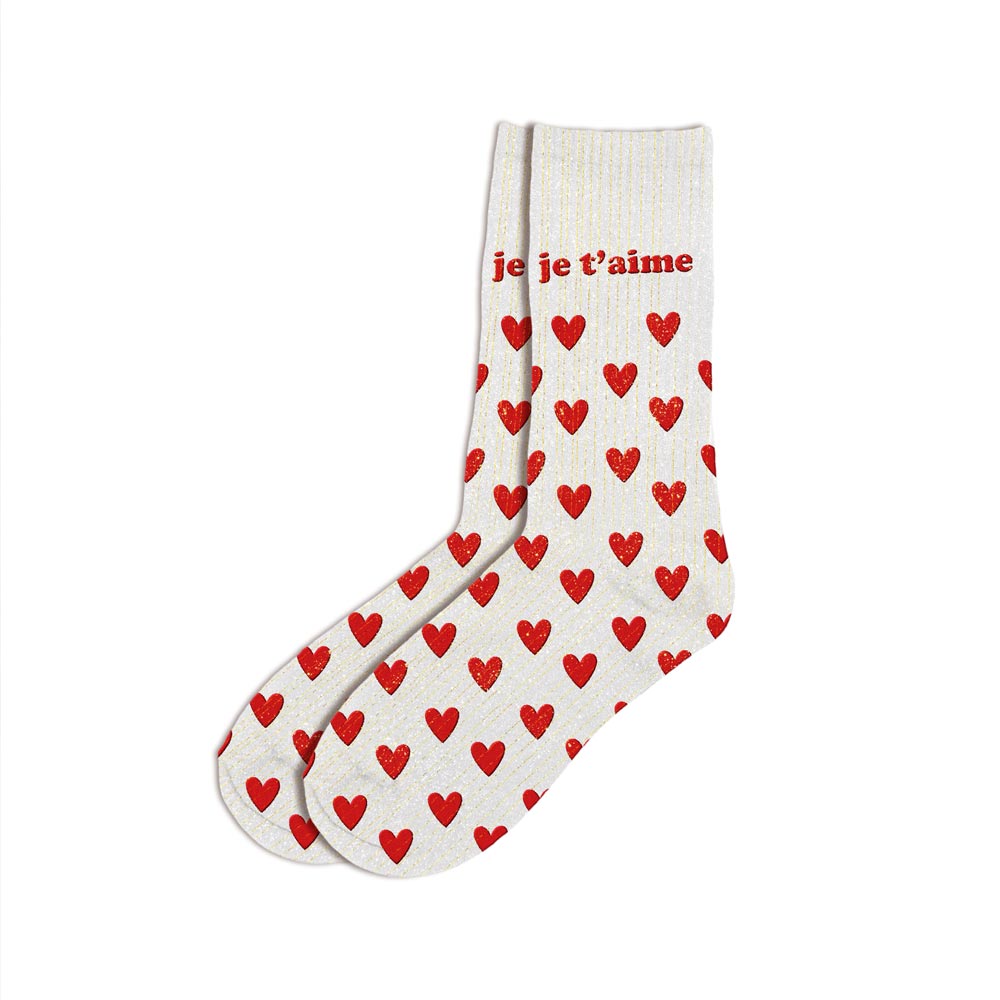 Chaussettes à paillettes humoristiques: Je t'aime