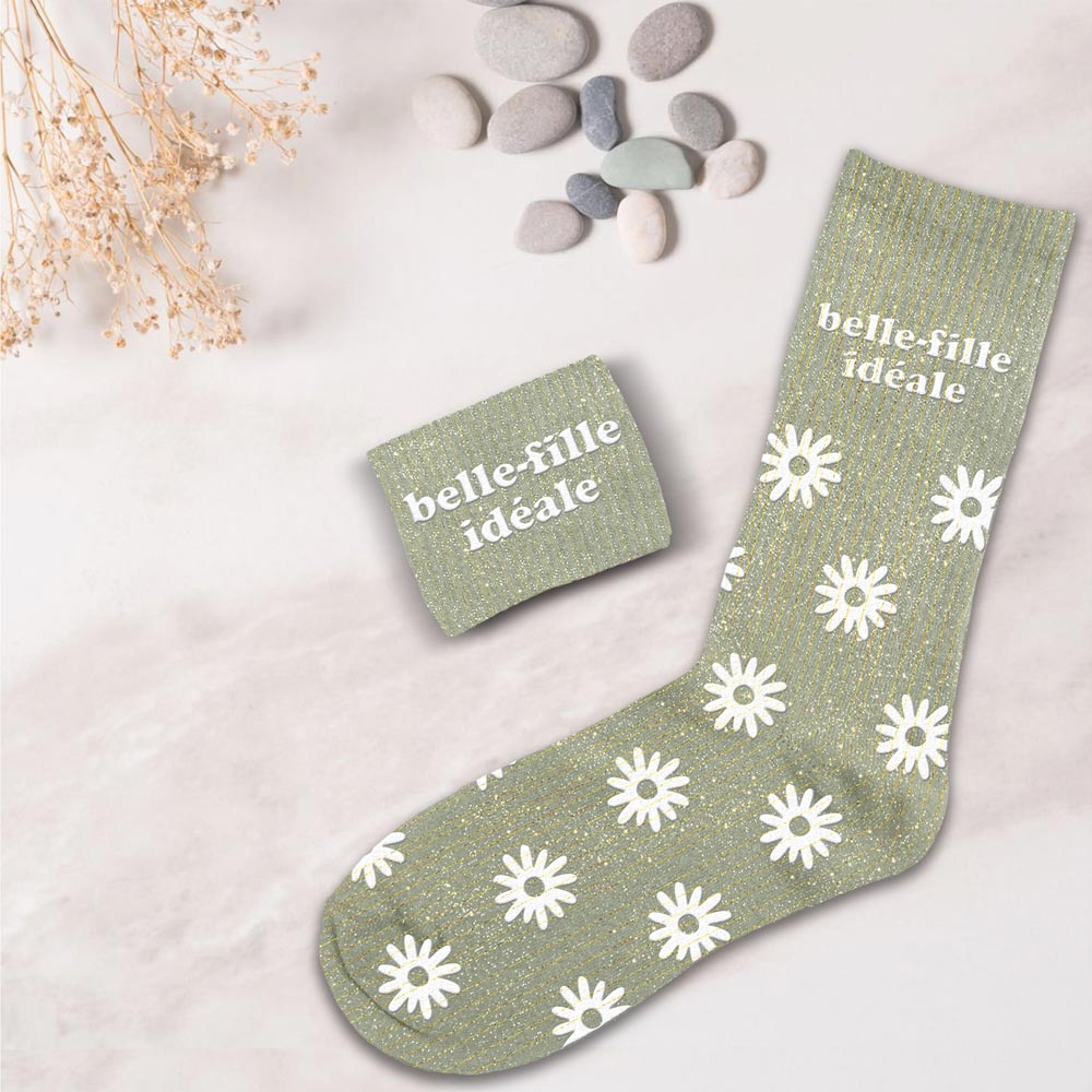 Chaussettes à paillettes humoristiques: Belle-fille idéale