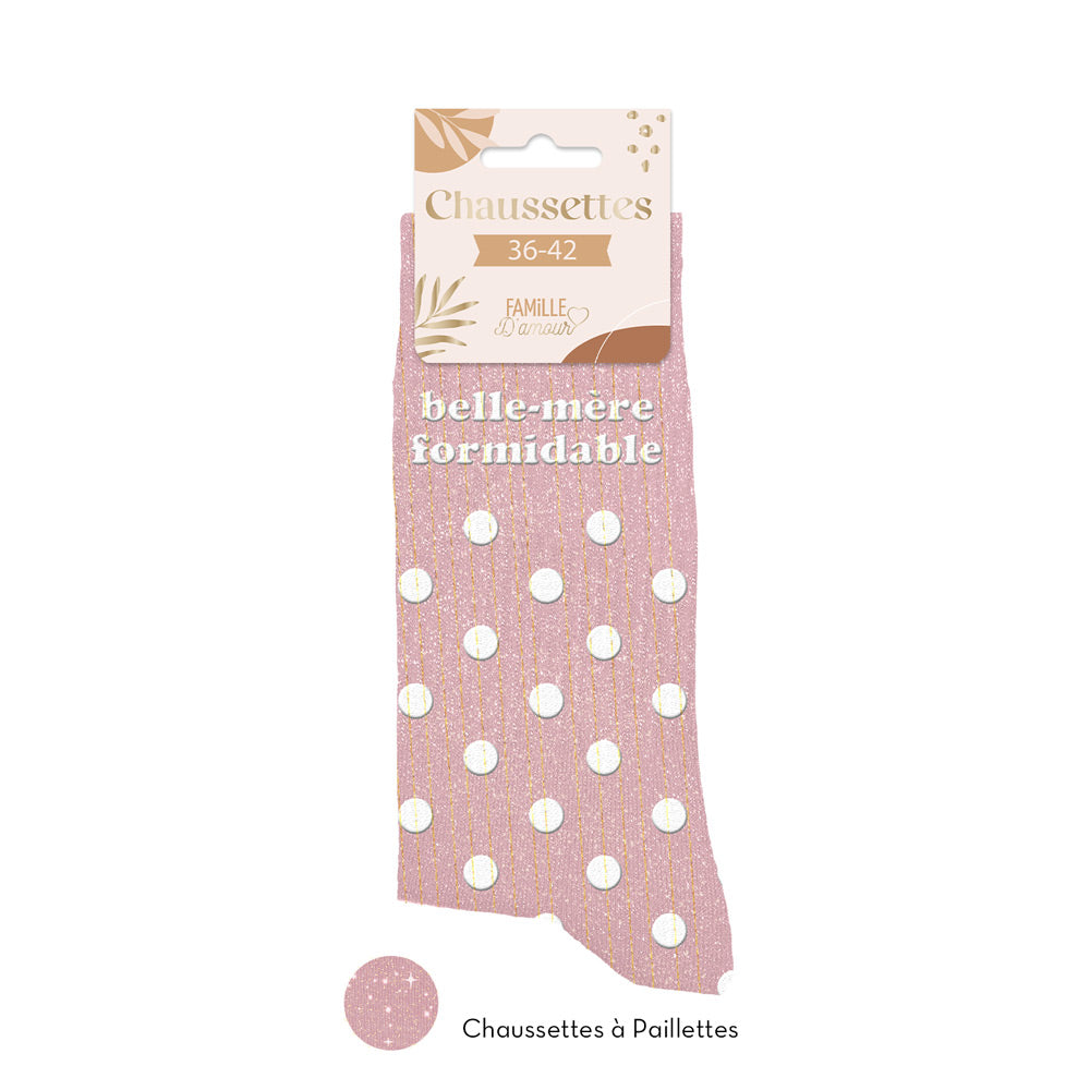 Chaussettes à paillettes humoristiques: Belle-mère formidable