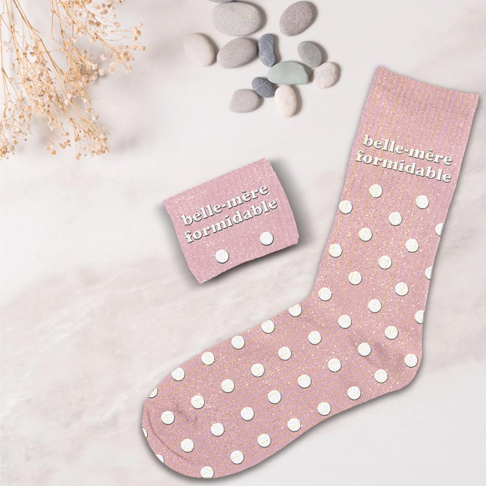 Chaussettes à paillettes humoristiques: Belle-mère formidable