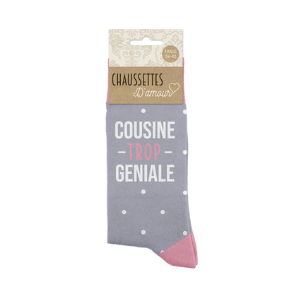 Chaussettes humoristiques: Cousine trop géniale