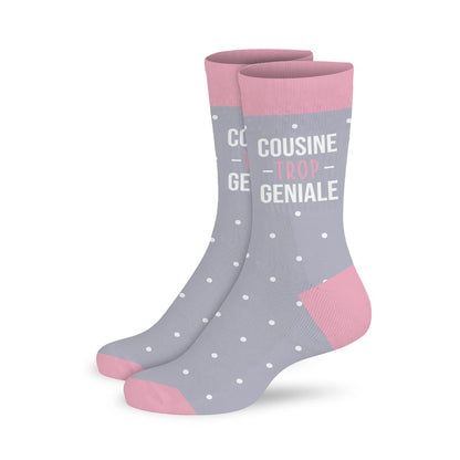 Chaussettes humoristiques: Cousine trop géniale