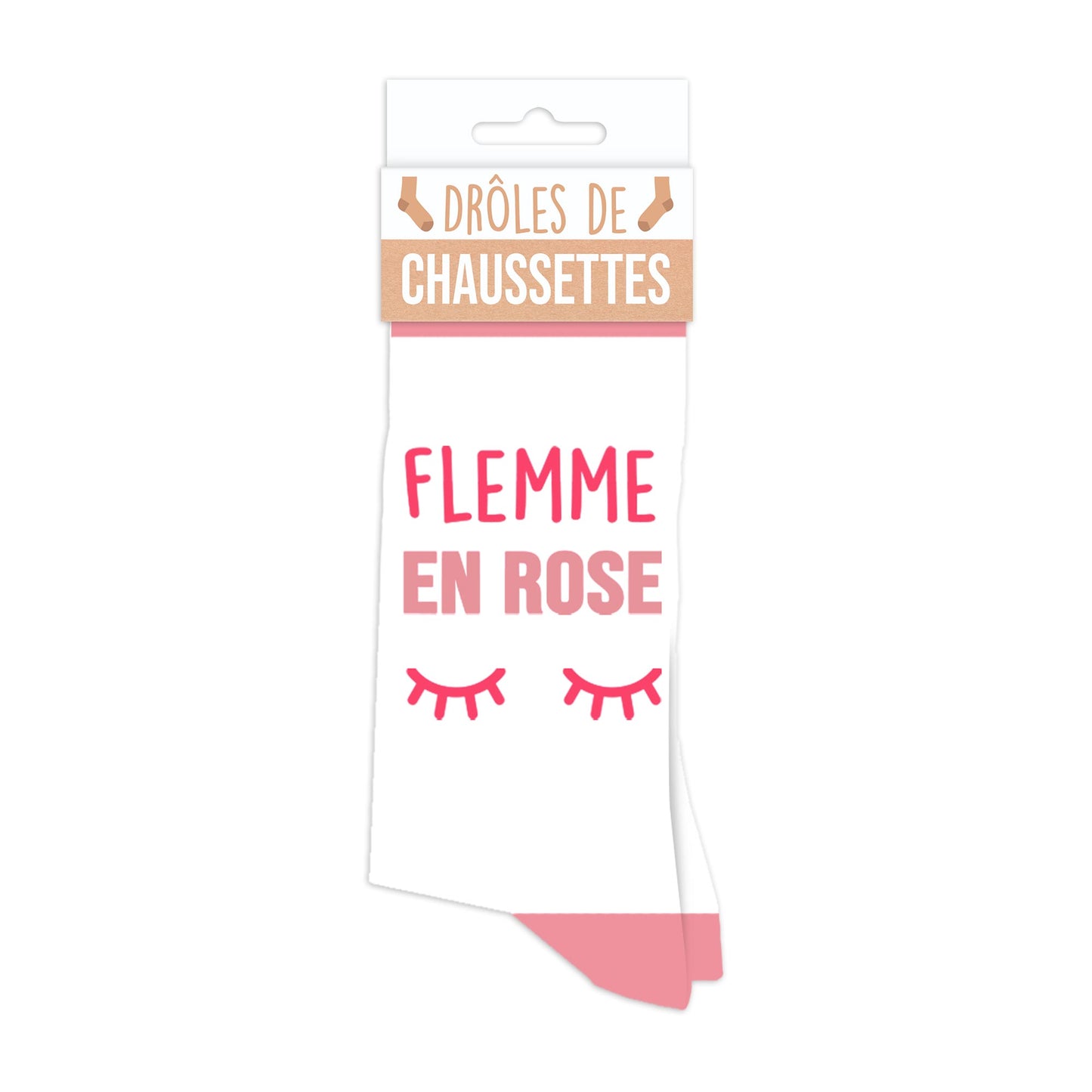 Chaussettes humoristiques: Flemme en rose