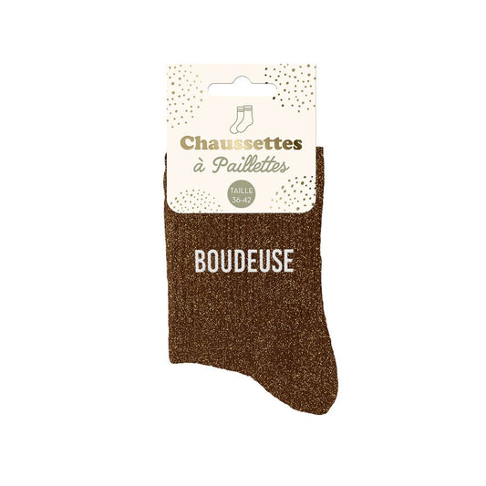 Chaussettes à paillettes humoristiques: Boudeuse