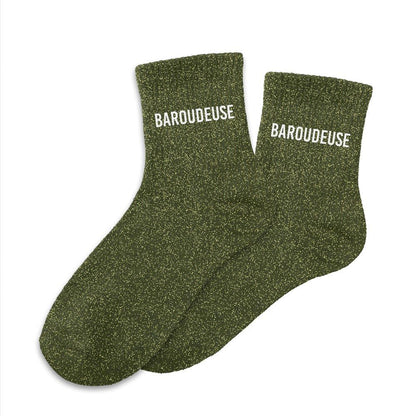 Chaussettes à paillettes humoristiques: Baroudeuse