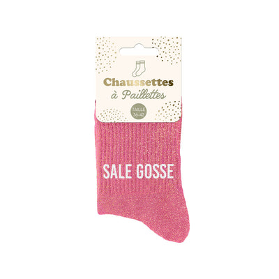 Chaussettes à paillettes humoristiques: Sale gosse