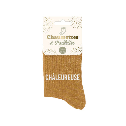 Chaussettes à paillettes humoristiques: Châleureuse