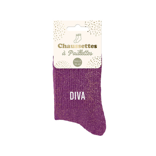 Chaussettes à paillettes humoristiques: Diva