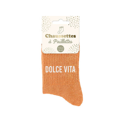 Chaussettes à paillettes humoristiques: Dolce Vita