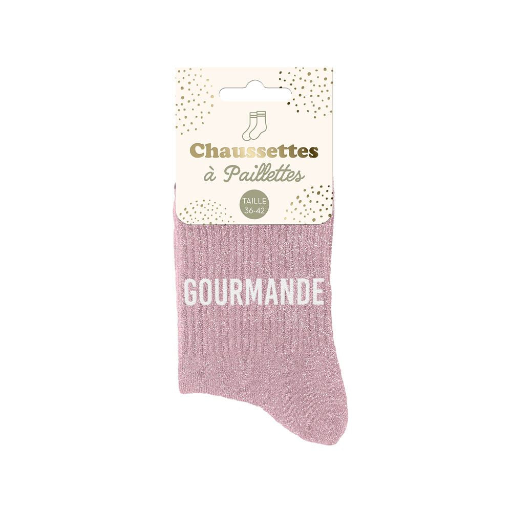 Chaussettes à paillettes humoristiques: Gourmande