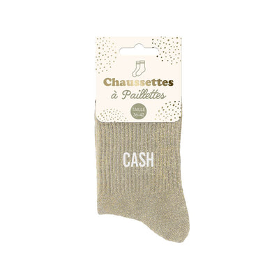 Chaussettes à paillettes humoristiques: Cash