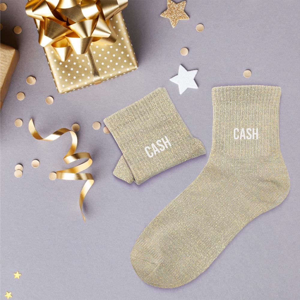 Chaussettes à paillettes humoristiques: Cash